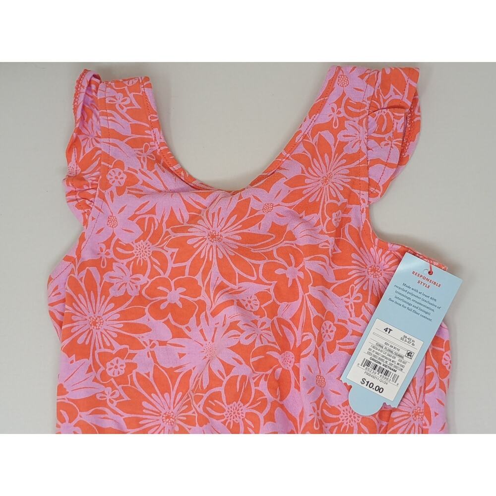 NWT Cat & Jack Coral Floral Dress - Toddler Girl's Size 4T - Picture 3 of 6